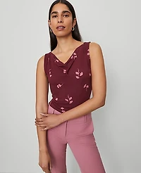 Ann Taylor Petite Floral Draped Cowl Neck Top Windsor Wine Women's