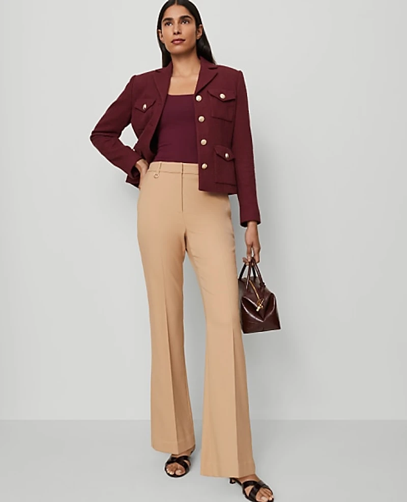 Ann Taylor The Petite Slim Flare Trouser Bi-Stretch Cafe Au Lait Women's