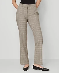 Ann Taylor The Straight Pant in Plaid — Curvy Fit Size 0 Copper/Cream Multi Women's