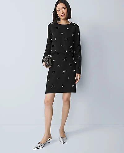 Ann Taylor Embellished A-Line Skirt Black Women's