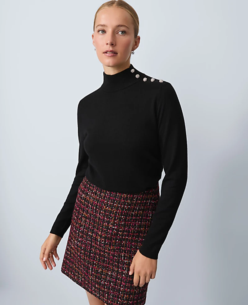 Ann Taylor Button Turtleneck Sweater Women's