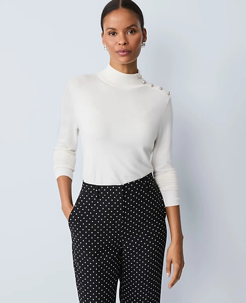 Ann Taylor Button Turtleneck Sweater Women's