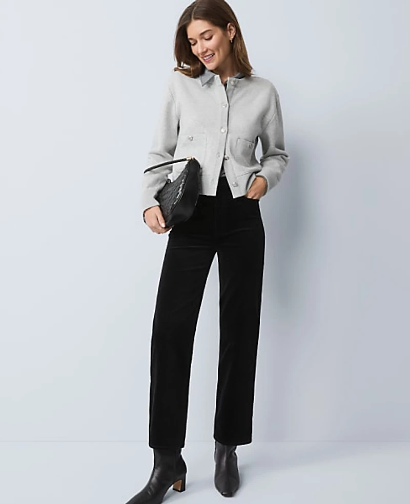 Ann Taylor Weekend Stretch Velvet Pant Black Women's