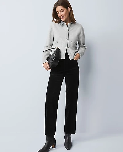 Ann Taylor Weekend Stretch Velvet Pant Black Women's