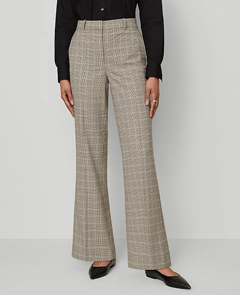 Ann Taylor The Flare Trouser in Plaid - Curvy Fit Size 2 Copper/Cream Multi Women's