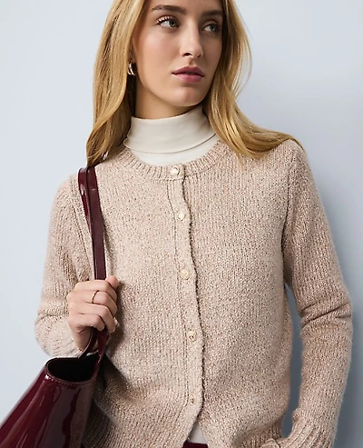 Ann Taylor Weekend Shimmer Cardigan Gold Women's