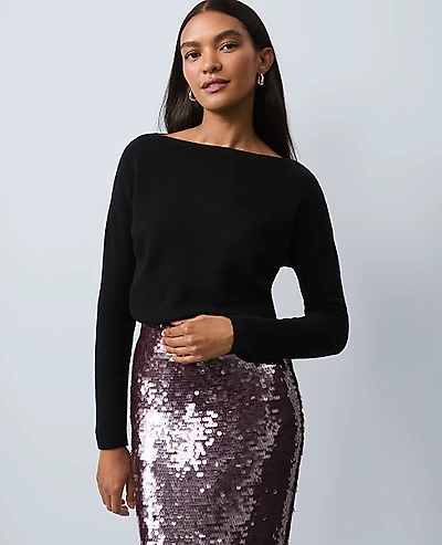 Ann Taylor Studio Collection Cashmere Off-The-Shoulder Sweater Women's