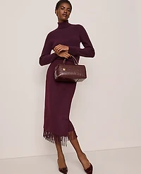 Ann Taylor Petite Fringe Midi Wrap Skirt Poised Plum Women's