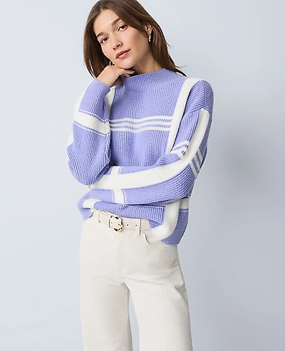 Ann Taylor Weekend Plaid Mock Neck Sweater Women's