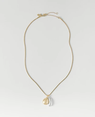 Ann Taylor Mixed Metal Double Pendant Necklace Goldtone Women's