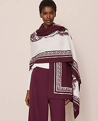 Ann Taylor Paisley Wrap Poncho Poised Plum Women's
