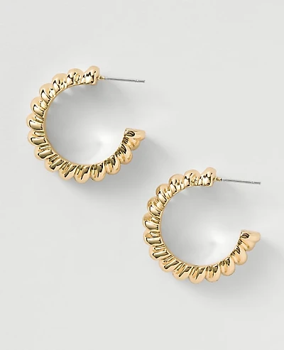 Ann Taylor Metal Textured Hoop Earrings Goldtone Women's
