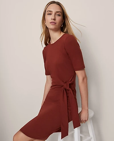 Ann Taylor Weekend Tie Waist Shift Dress Smoked Paprika Women's