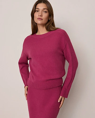 Ann Taylor Weekend Crew Neck Sweater Strawberry Shortcake Women's