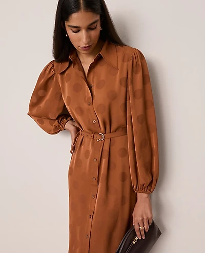 Ann Taylor Petite Belted Midi Shirtdress Spiced Cider Women's