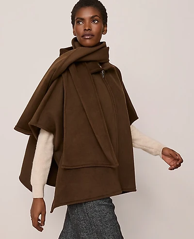 Ann Taylor Zip Scarf Poncho Pure Chocolate Women's