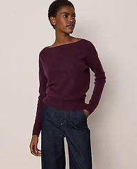 Ann Taylor Petite Cashmere Boatneck Sweater Deep Cabernet Women's