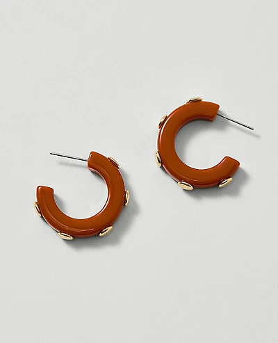 Ann Taylor Studded Mini Hoop Earrings Spiced Cider Women's