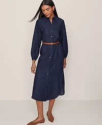 Ann Taylor Column Midi Dress Dark Chambray Women's