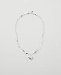 Ann Taylor Metal Heart Pendant Necklace Silvertone Women's