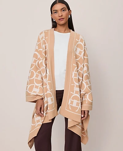 Ann Taylor Chain Link Print Wrap Scarf Cafe Au Lait Women's