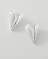 Ann Taylor Metal Heart Earrings Silvertone Women's