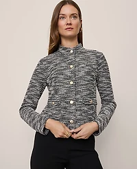 Ann Taylor Mock Neck Cardigan Black Multi Women's