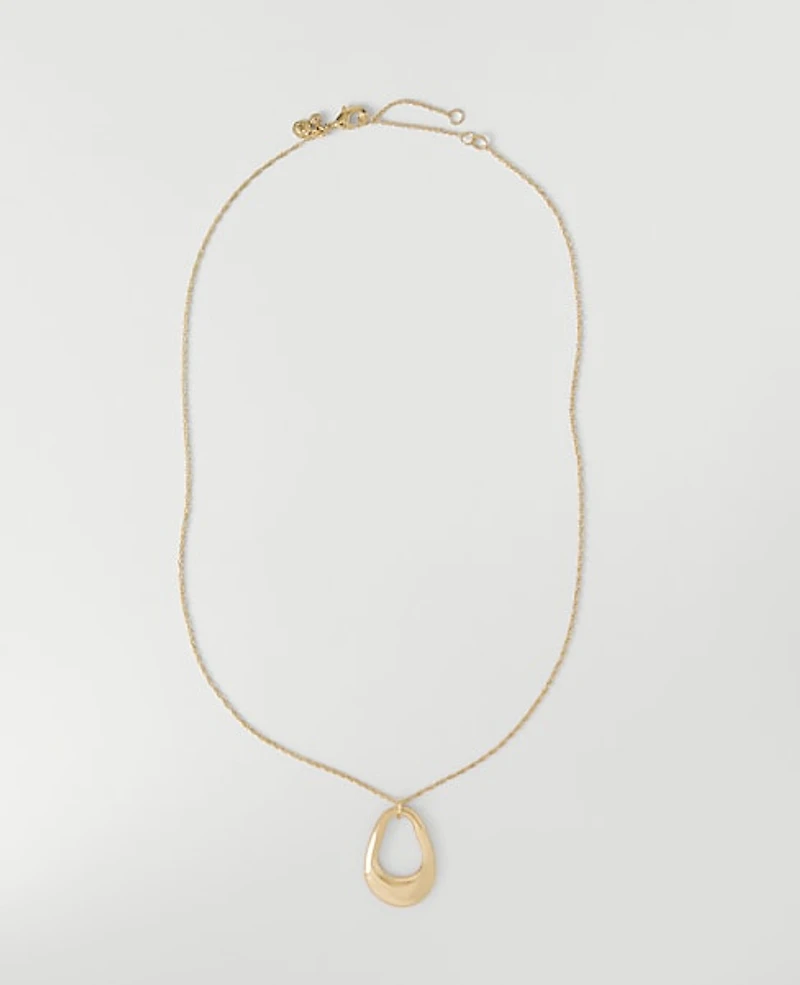 Ann Taylor Open Oval Pendant Necklace Goldtone Women's