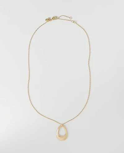 Ann Taylor Open Oval Pendant Necklace Goldtone Women's