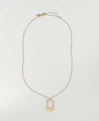 Ann Taylor Open Oval Pendant Necklace Goldtone Women's