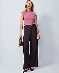 Ann Taylor Studio Collection Belted Wide-Leg Pant Plaid Red/Blue Women's