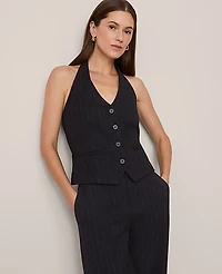 Ann Taylor The Halter Vest in Pinstripe Size 14 Navy/White Pinstripe Women's
