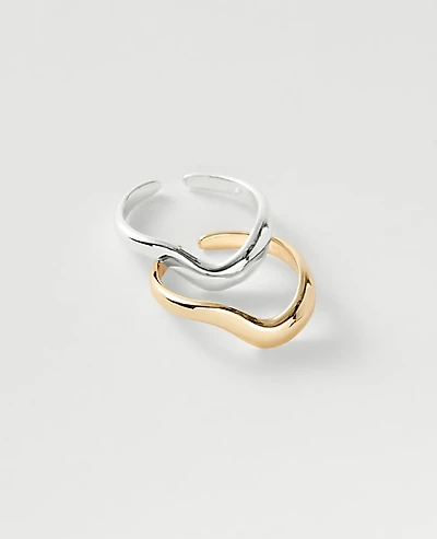 Ann Taylor Mixed Metal Ring Set Goldtone Women's
