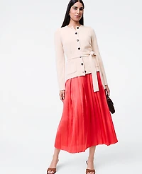 Ann Taylor Satin Pleated Midi Skirt Fiery Sunset Women's