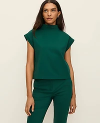 Ann Taylor Mock Neck Knit Shell Top Size Medium Shade Tree Women's