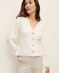Ann Taylor V-Neck Cardigan Size Small Winter White Women's