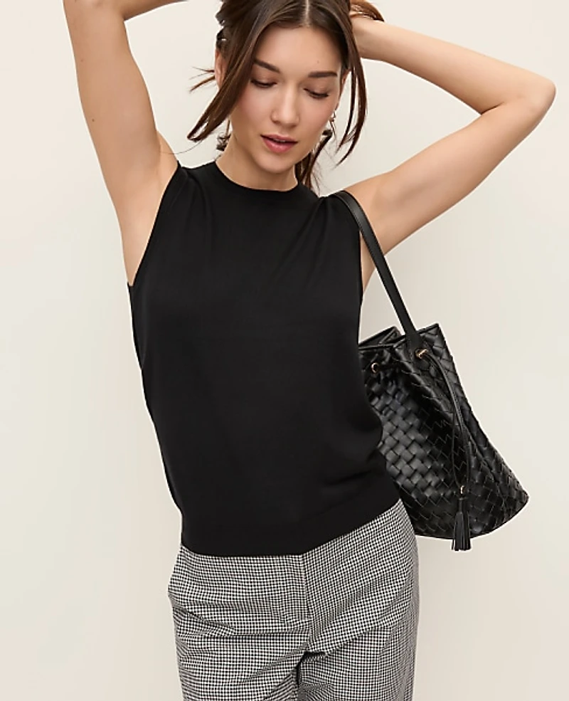 Ann Taylor Pointelle Trim Sweater Shell Top Women's