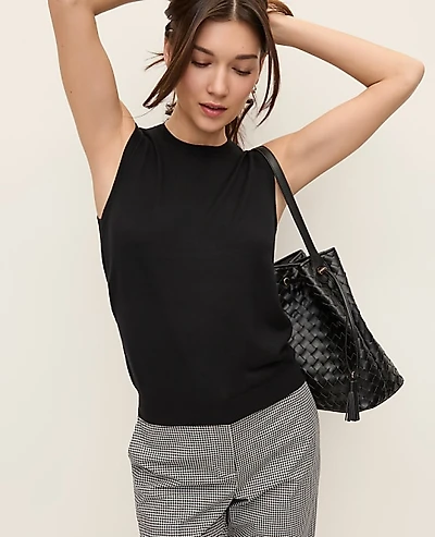 Ann Taylor Pointelle Trim Sweater Shell Top Women's
