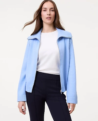 Ann Taylor Weekend Contrast Stitch Sweater Jacket Women's