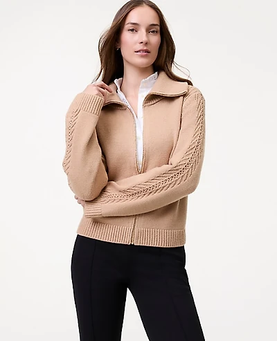 Ann Taylor Weekend Contrast Stitch Sweater Jacket Women's