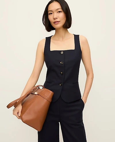 Ann Taylor The Cutaway Square Neck Vest Doubleweave Women's