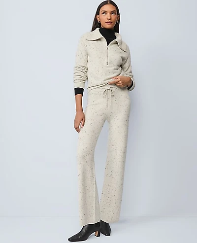 Ann Taylor Petite Weekend Sweater Pant Speckled Grey Heather Women's