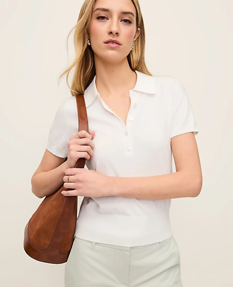 Ann Taylor Polo Sweater White Women's