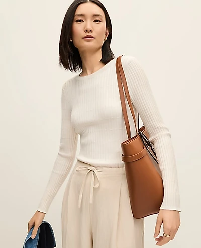 Ann Taylor Weekend Textured Stitch Sweater Size Small Winter White Women's