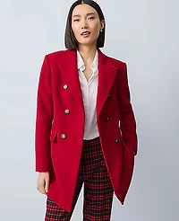 Ann Taylor Fitted Double Breasted Coat Jewel Red Women's
