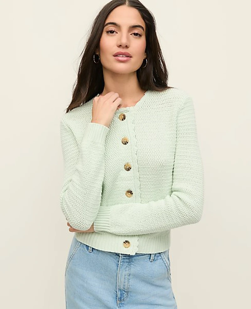 Ann Taylor Scalloped Trim Cardigan Women's