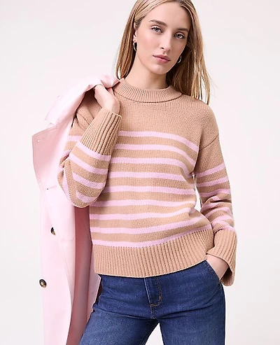 Ann Taylor Weekend Striped Crew Neck Sweater Multi Women's