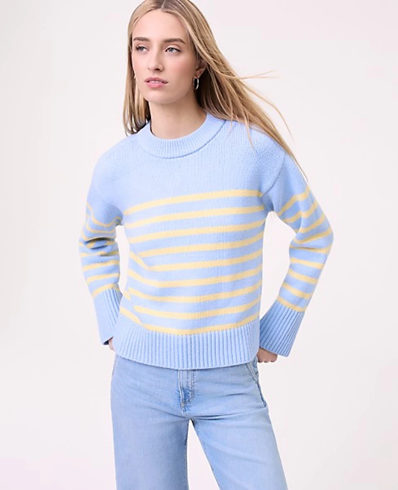 Ann Taylor Weekend Striped Crew Neck Sweater Multi Women's