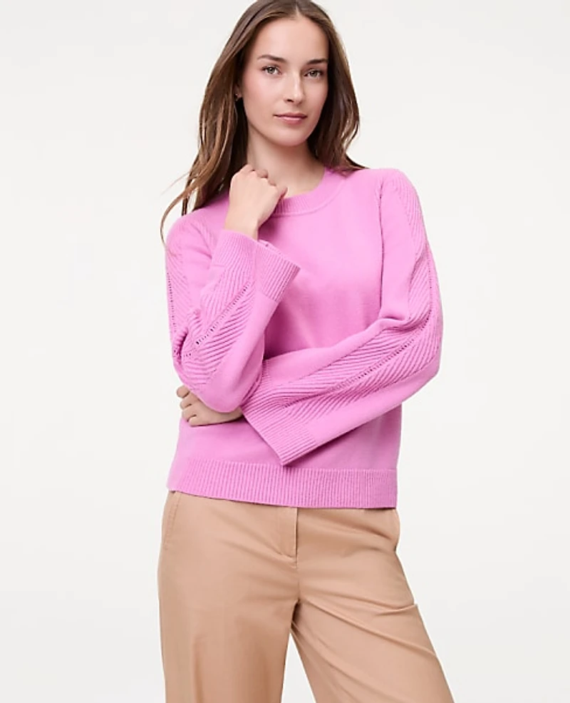 Ann Taylor Weekend Contrast Stitch Sweater Women's