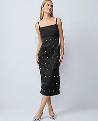 Ann Taylor Satin Sheath Dress Black Women's